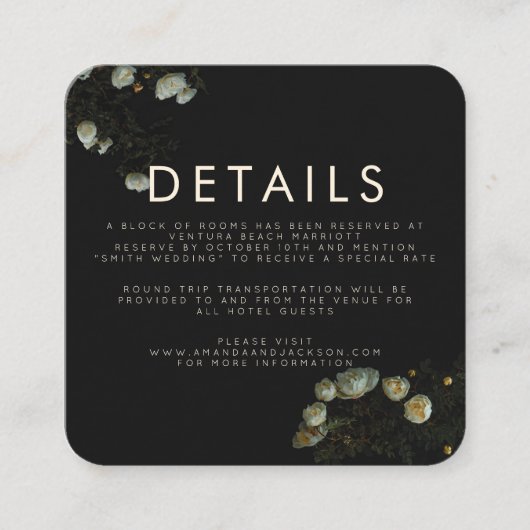 "暗闇平らな結婚式の詳細のエンクロージャカード"は-上がりました エンクロージャーカード (正面)