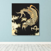 暗雲から現れるドラゴンととや北景 キャンバスプリント (インサイチュ (ウッドフロア))