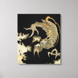 暗雲から現れるドラゴンととや北景 キャンバスプリント