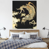 暗雲から現れるドラゴンととや北景 キャンバスプリント (インサイチュ (寝室))