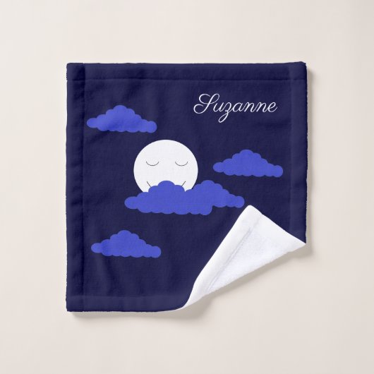 暗雲に包まれた満月の笑顔 ウォッシュタオル (ウォッシュタオル)