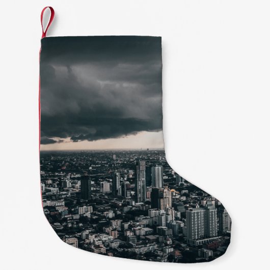 暗雲アベブシティ建物 スモールクリスマスストッキング (正面)