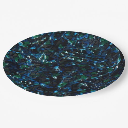 暗風変わりい背景と霞んだ輝きにモザイク ペーパープレート (アングル)