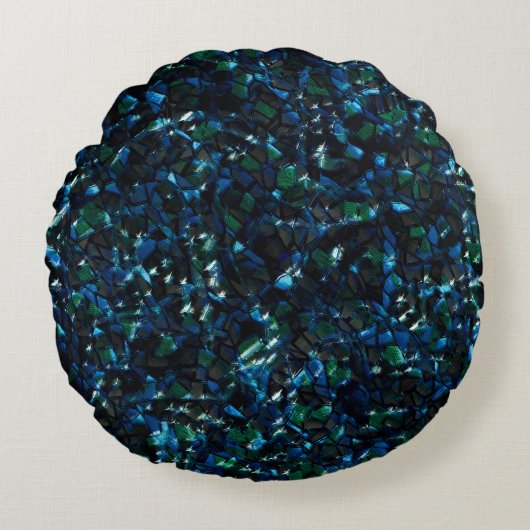 暗風変わりい背景と霞んだ輝きにモザイク ラウンドクッション (正面)