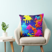 暗鮮やかいキャンバス上のネオンのスプラッシュ クッション (椅子)