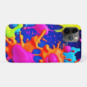 暗鮮やかいキャンバス上のネオンのスプラッシュ Case-Mate iPhoneケース (裏面(横))