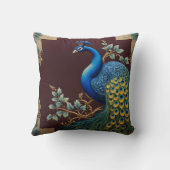 暗鮮やかい背景の孔雀 クッション (裏面)
