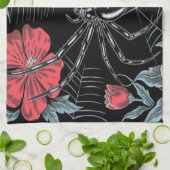 暗黒のロマンチックなクモのフローラ キッチンタオル (折り畳み)