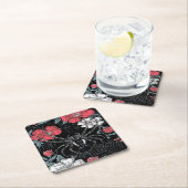 暗黒のロマンチックなクモのフローラ スクエアペーパーコースター (インサイチュ)