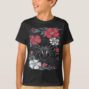 暗黒のロマンチックなクモのフローラ Tシャツ