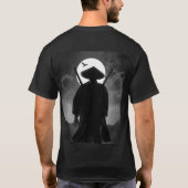 暗黒の侍のシルエットと満月 Tシャツ (裏面)