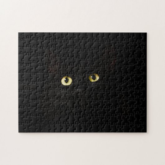 暗黒の猫のブラックパズルを解くのは難しい ジグソーパズル (横)