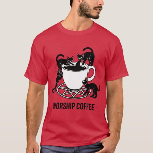 暗黒卿猫崇拝コーヒー、崇拝コーヒー Tシャツ (正面)