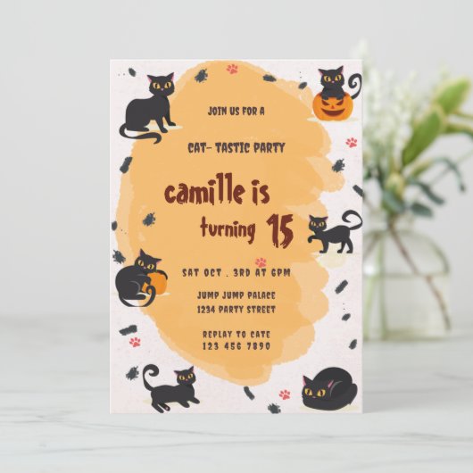 暗黒猫の誕生日パーティーの招待状 招待状 (スタンド正面)