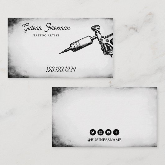 暗黒白タトゥーマシン 名刺 (正面/裏面)