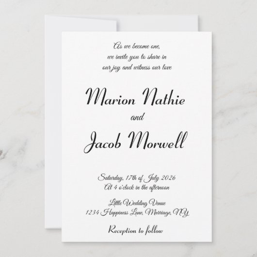 暗黒結婚の神秘的ゴシック 招待状 (裏面)