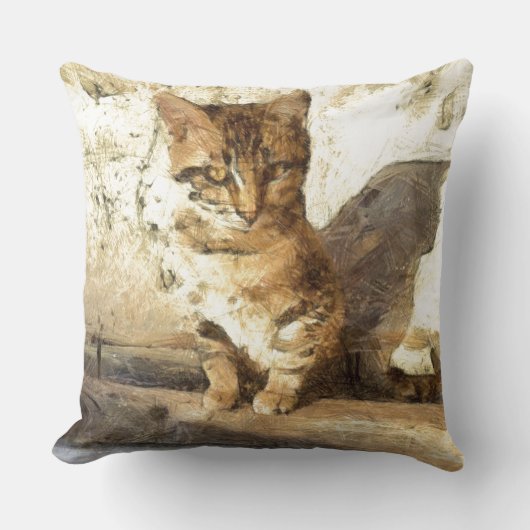 暗黒鉛筆のスケッチに猫は全て黒い クッション (正面)