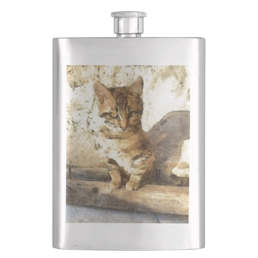 暗黒鉛筆のスケッチに猫は全て黒い フラスク (正面)