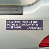 暗黒面に加わり、自由意志論者になって下さい バンパーステッカー (車上)