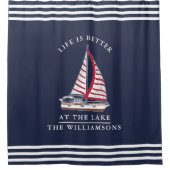 暮らしは赤紺航海の湖の方が好い シャワーカーテン (正面)