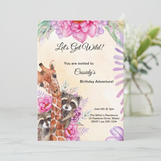 暴れよう!キッズジャングルパーティの招待状カード 招待状 (スタンド正面)