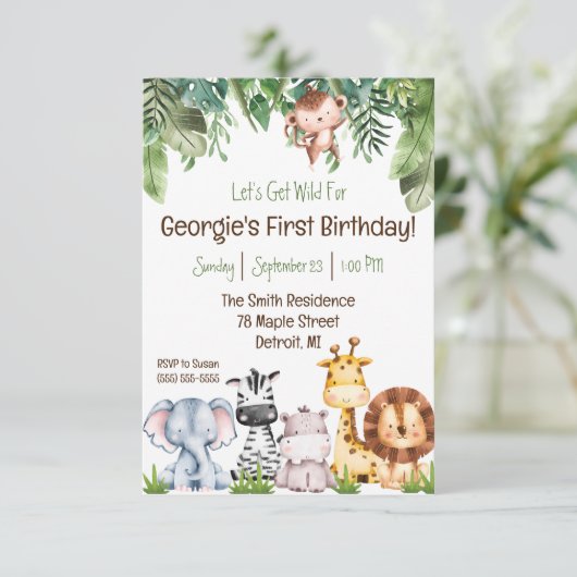 暴れよう！ベビーサファリアニマルズバースデーパーティー 招待状 (スタンド正面)