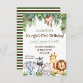 暴れよう!ベビーサファリアニマルズバースデーパーティー 招待状 (正面/裏面)