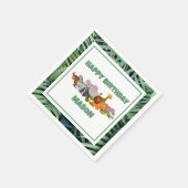 暴れろ！チャイルドジャングルアニマル誕生日紙ナップ スタンダードカクテルナプキン (角)