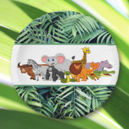 暴れろ！チャイルドジャングルアニマル誕生日紙プレート ペーパープレート