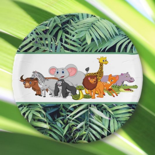暴れろ！チャイルドジャングルアニマル誕生日紙プレート ペーパープレート