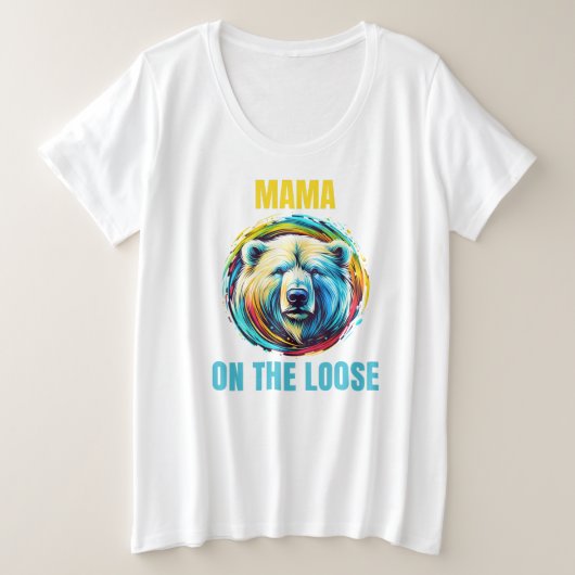 暴れん坊ママベア プラスサイズTシャツ (デザイン正面)