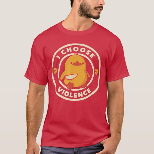 暴力に訴えるよ ダック アヒル 動物 雑貨 Tシャツ (正面)