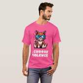 暴力に訴える シガーをくわえた面白い猫 サーカスティックD Tシャツ (正面フル)