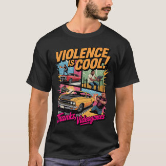 暴力はクールだ、ビデオゲームのおかげ 面白い レトロな Tシャツ