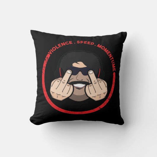 暴力を軽視するスピードTシャツ クッション (正面)