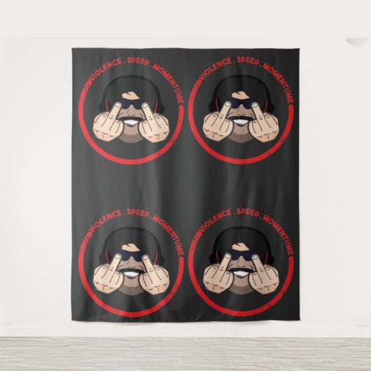 暴力を軽視するスピードTシャツ タペストリー (正面)