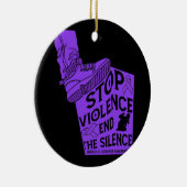 暴力ストップは沈黙の家庭内暴力を終わらせる セラミックオーナメント (右)