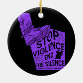 暴力ストップは沈黙の家庭内暴力を終わらせる セラミックオーナメント (裏面)