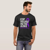 暴力ストップは沈黙の家庭内暴力を終わらせる Tシャツ (正面フル)