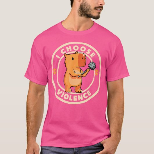 暴力的なカピバラがお好き Tシャツ (正面)