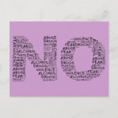 暴力、虐待、薬物、アルコール、恐怖に対してノーと言う ポストカード (正面)
