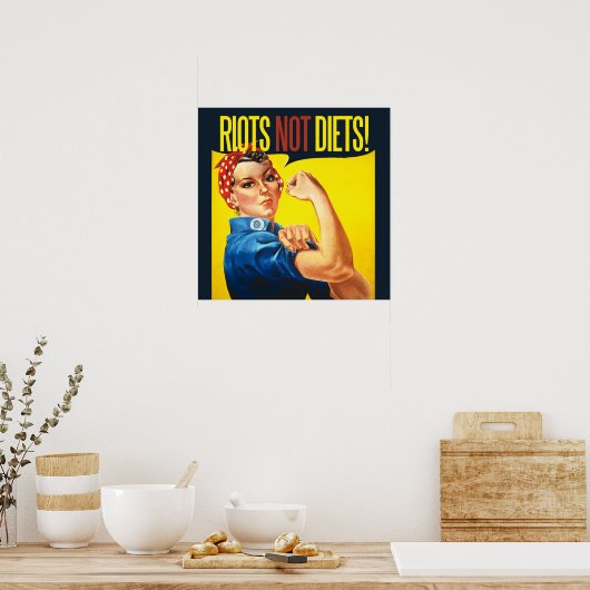 暴動ではなくダイエット-ヴィンテージフェミニズム ポスター (キッチン)