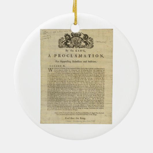 暴動を抑制するための王による布告 セラミックオーナメント (裏面)