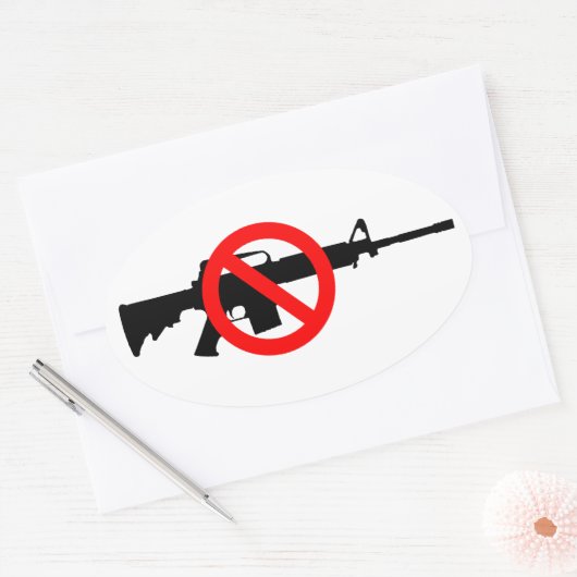 暴行兵器を禁止する 楕円形シール (封筒)