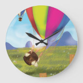 暴走する漫画の熱気球 ラージ壁時計 (正面)