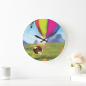 暴走する漫画の熱気球 ラージ壁時計 (ホーム)