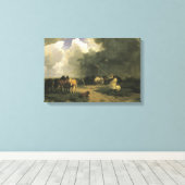 暴風雨のウマ科の馬 キャンバスプリント (インサイチュ (ウッドフロア))