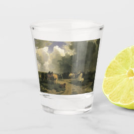 暴風雨のウマ科の馬 ショットグラス