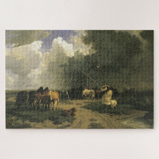 暴風雨のウマ科の馬 ジグソーパズル (横)