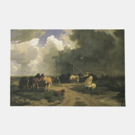 暴風雨のウマ科の馬 ドアマット